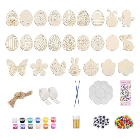 Påskepynt Træ Hængende Pynt Ufærdige Træskiver Æg Påskehåndværk Til Børn DIY Påskedekorationer Festartikler Dekoration 24062