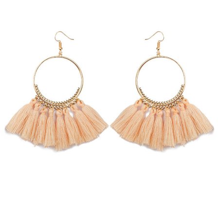 Färgglada långa fransar tofsar örhänge set-3 lager T