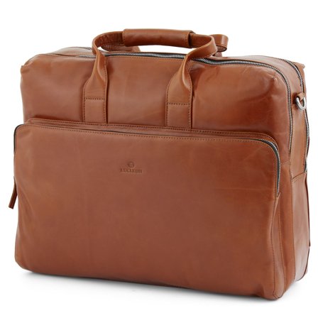 Stor Lysebrun Jasper Skuldertaske til mænd - Lædertasker