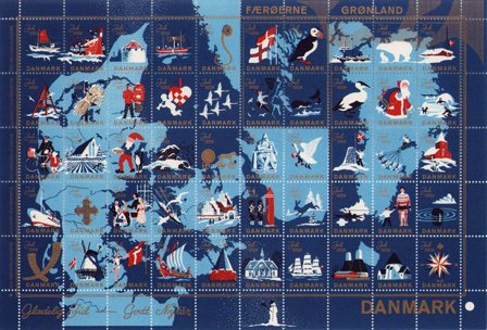 Danmark - Julemærkeark 1959 - Takket - Ubrugt eller foldet