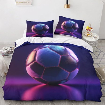 LikeEj Fotboll Täcke Örngott Fotbollstryckt Sängklädesset Mjukt Mikrofiber Sport Täcke med Dragkedja King