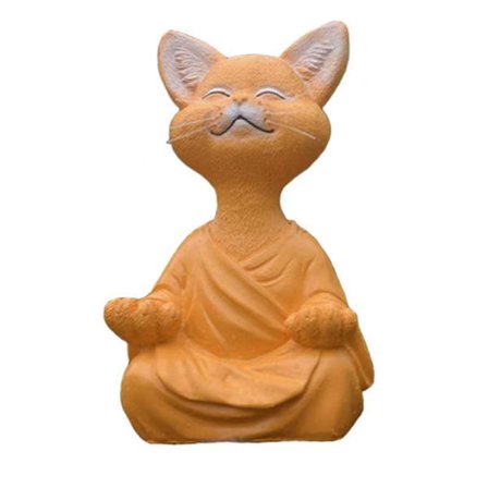 1PC Guld Nyckfull Katt Buddha Figur för Meditation och Yoga –