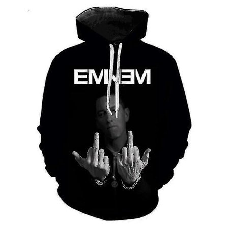 Eminem Painettu Huppari Rap Miehet Naiset Huppari Lämmin Paita Toppi Musta