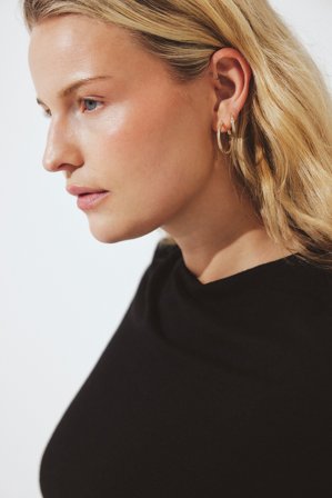 NA-KD Lot de 2 paires de créoles rondes en strass - Bijoux - Or - One Size