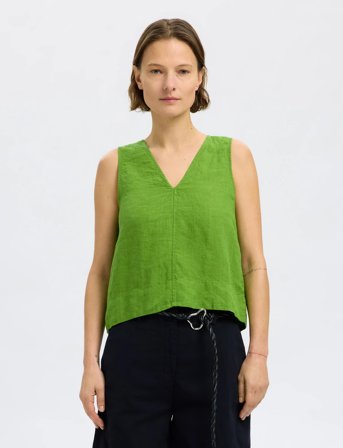Selected Slflinna Sl Reversible Linen Top B - Green - 34
