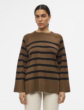 Object Objester Ls Knit Top Noos - Brown - XL