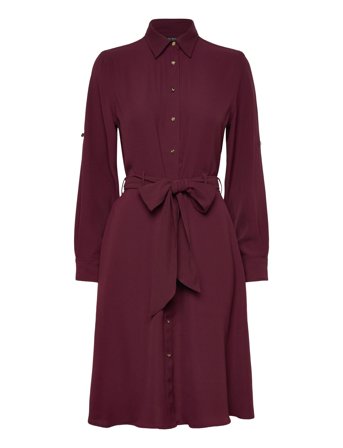 Lauren Ralph Lauren Double-Faced Georgette Shirtdress - Burgundy - 38