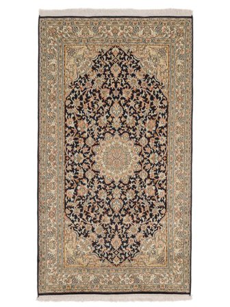 Noué À La Main Cachemire Pure Soie Tapis 91X163 En Soie Marron/Noir Petit