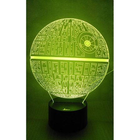 Dødsstjerne 3D nattelys LED illusion lampe til sengebord, skrivebord, bordlampe til Star Wars-fans, 7 farveskiftende lys med akrylplade