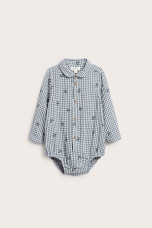 Newbie | Koszula z body w kratę i jagody | Niebieski