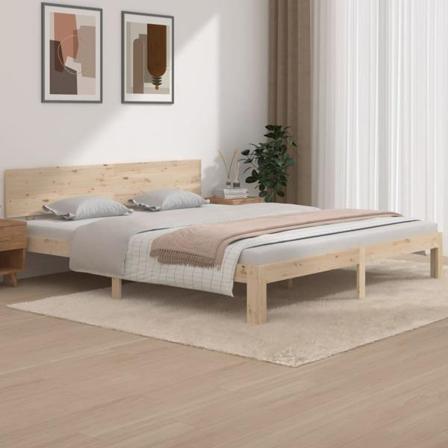 Vidaxl Sängram Massiv Furu 180x200 Cm 6ft Brun