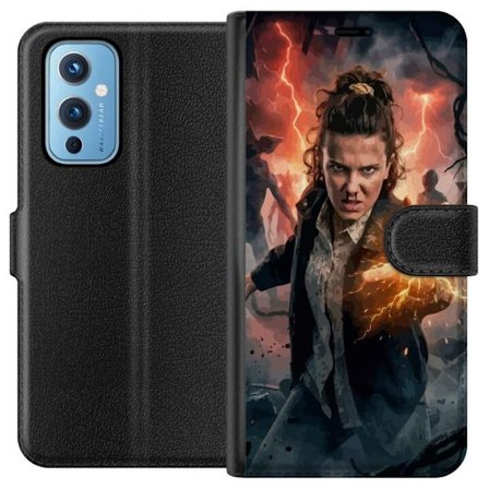 Kompatibelt Lommeboketui til OnePlus OnePlus 9 Kraftig fantasy-portrett av en ung kvinne med lynenergi og mørk bakgrunn, dramatisk action-inspirert i