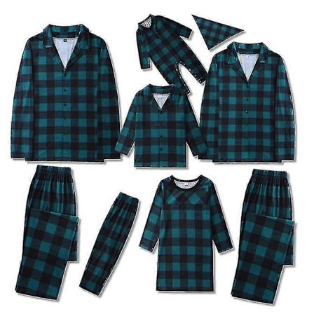 Jul Familie Matchende Pyjamas Ternet Bomuld Mor Far Baby Barn Og Hund Familie Matchende Tøj_Kvalitetsgaver 2237 Green_tfrf