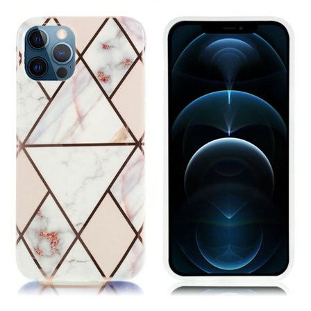 Marmormotiv iPhone 12 Pro Max skal - Vit / Rosa