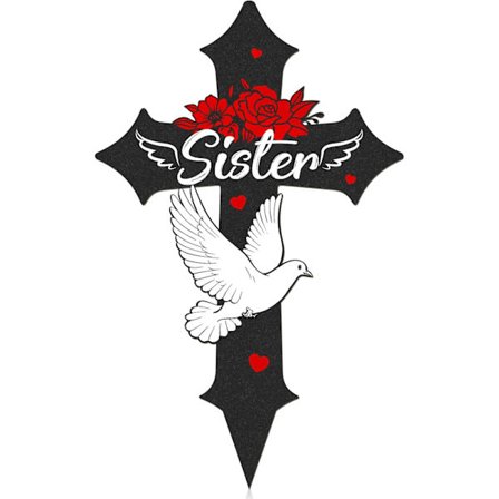 Korsgravdekorationer för kyrkogården, Sympati minnesmärken för förlust av syster, Metallgravmarkörer för kyrkogården för syster utomhus trädgård