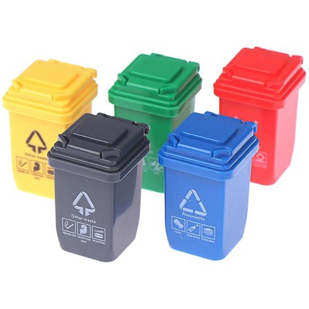 5 stk. miniatyr søppelbøtter til dukkehus