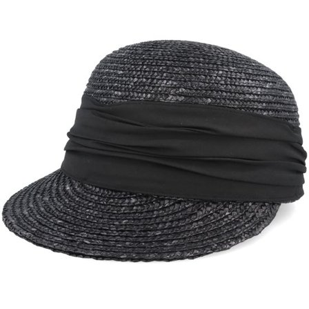Seeberger - Svart straw Hatt - Cap In Straw Braid Black Straw Hat @ Hatstore