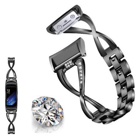 Samsung Gear Fit2 X-shape diamond watch band - Black