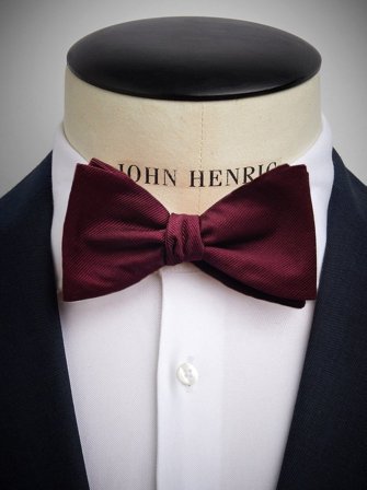 John Henric Men's Burgundy Bow Tie Plain Size Self-tied