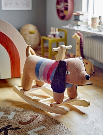 Bloomingville Charlie Rocking Toy, Dog, Brown, Polyester - Multi/patterned - ONE SIZE