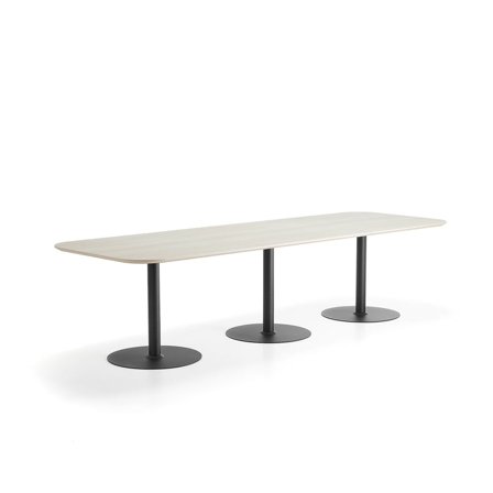 Table METRIC, rounded corners, 3000x1000x720 mm, black/ash