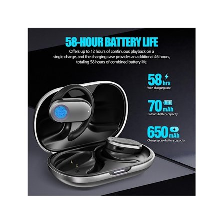 Öppna Öron Hörlurar Trådlösa Bluetooth Hörlurar med Mikrofon Brusreducering Vattentät Multi-Vinkeljustering Långvarig YEMAESRE