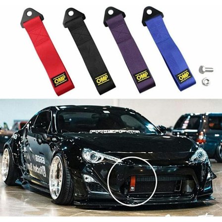 Racing Car Trailer Sport Rope Tow Strap Set Hög Hållfasthet Tow Hook Röd för Fordon Fram Bakre Stötfångare(Röd) 2st