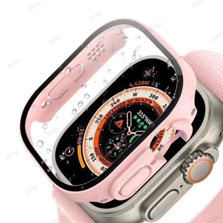Karkaistu lasisuoja Apple Watch Ultra 49mm Rem -älykellolisävaruste PC-puskuri näytönsuoja kotelot iWatch-sarja S-ranneke Soft Pink 11 For Ultra2 49mm