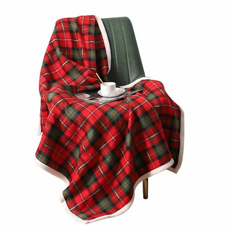 Sherpa Plaid Juleplaid, Blødt og Behageligt Fleece Flannel Tæppe 99 cm X 140 cm