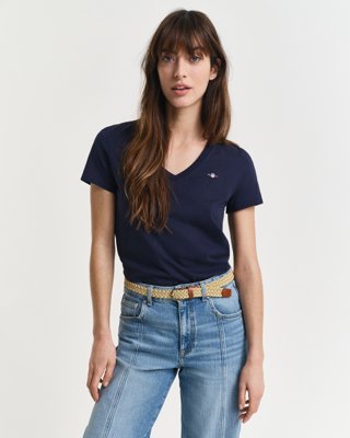GANT - Shield t-skjorte med v-hals til dame evening blue
