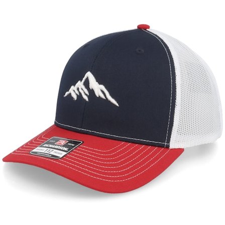 Wild Spirit - Blå trucker Caps - Mountain 3d Navy/White/Red Trucker @ Hatstore