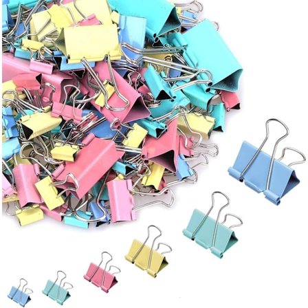 208 stk. Binder Clips Papirklemmer Assorteret 6 Størrelser, Papir Bi