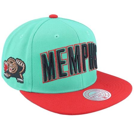 Mitchell & Ness - NBA Grønn snapback Caps - Memphis Grizzlies Side Core 2.0 Hwc Teal/Red Snapback @ Hatstore