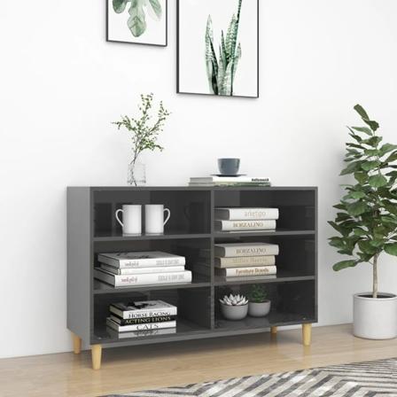 vidaXL Skänk grå högglans 103,5x35x70 cm konstruerat trä grå