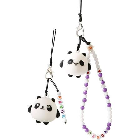 IC 2 kpl puhelinnauha Kädenhihna Anti-kadotettu riipus Panda-piirretty avaimenperä Kawaii Akryylihelmi Lanyard pojille Tytöille Violetti