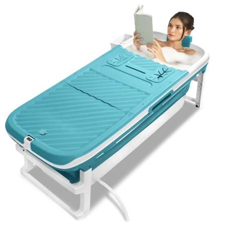 YUENFONG hopfällbart badkar för vuxna 149 x 61 x 54 cm med termometer, ånganslutning och massagerullar