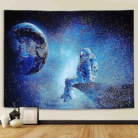 Muut seinäkoristeet 210x150cm Astronauttitapetti Seinävaate Boheemi Hippietapetti Fantasia Avaruus T