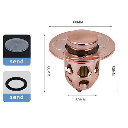 Handfat Fjäder Kärna Badrum Diskbänk Plug ROSE GULD