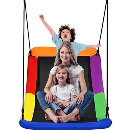 COSTWAY Svingebeslag Nid d'Oiseau Udendørs 83x155 cm - Oxford Stof - Justerbare Reb 180cm - 3 Fastgørelsesmuligheder - Belastning 150KG Flerfarvet