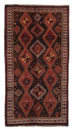 Orientalisk Shiraz Matta 136X254 Svart/Mörkröd Ull, Persien