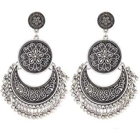 Galaxy Etniske Bohemske Tassel Ørepynt Vintage Hengesmykke Dråpeørepynt for Kvinner Dame (Sølv)