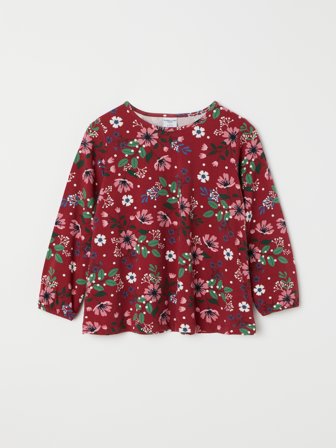 Polarn O. Pyret - Top with Christmas floral print - 98 - Childrenswear - red