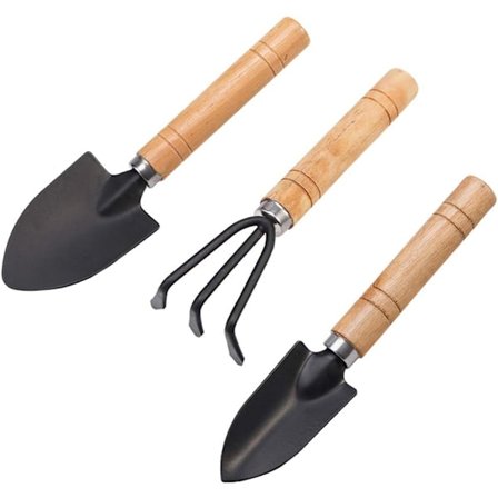 3-pack Miniskopskyffel och kratta för krukväxter, plantor, lös jord,