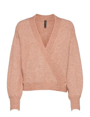 Yasagate Ls Wrap Knit Pullover S. Pink YAS