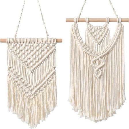 2 stk. vægdekorationer i lille vævet gobelin - fint til boho boligindretning, lejlighed, børneværelse, festdekorationer