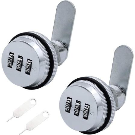 Kombinasjonslås 2-pakning 3-sifret passord Sikkerhetshengelås Nøkkelfri 30mm Kamlås