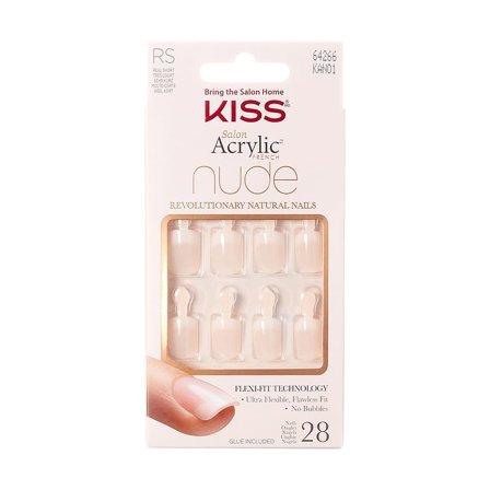 Kiss Acrylic Nude French Nails Real Short, KAN01, Makeup, Kunstige Negle Og Tilbehør, Kunstige Negle