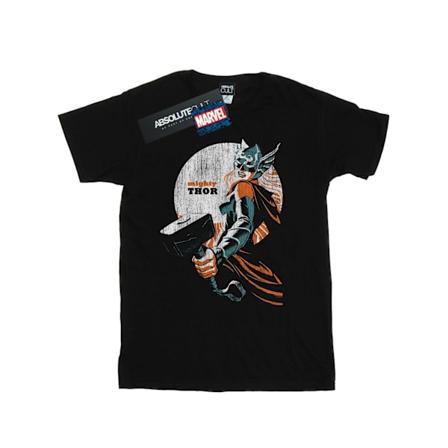 Marvel Girls The Mighty Thor Propaganda Distressed Cotton T-Shirt Black 9-11 Years