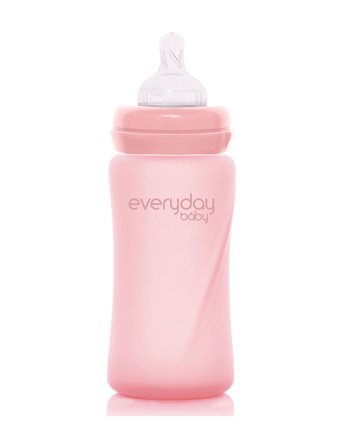 Everyday Baby | Glass Baby Bottle Healthy + Rose Pink 240Ml | 240 ml