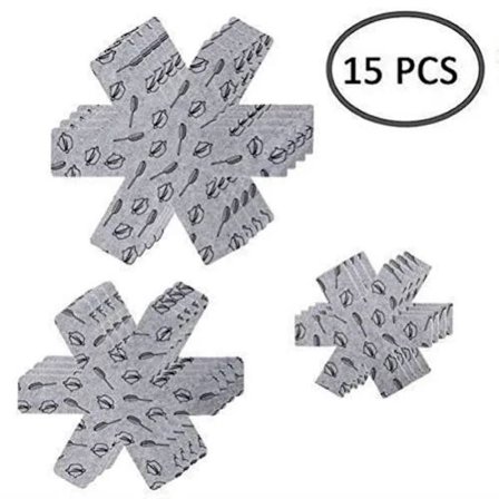 Beskyttelsesunderlag til gryder og pander - 3 størrelser (38 cm, 35 cm, 26 cm) - 15 stk.